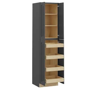 Grayson 24 in. W x 24 in. D x 96 in. H Assembled Plywood Pantry Kitchen Cabinet in Deep Onyx with 4ROT Soft Close