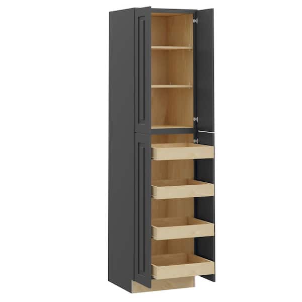 Home Decorators Collection Grayson 24 in. W x 24 in. D x 96 in. H Assembled Plywood Pantry Kitchen Cabinet in Deep Onyx with 4ROT Soft Close