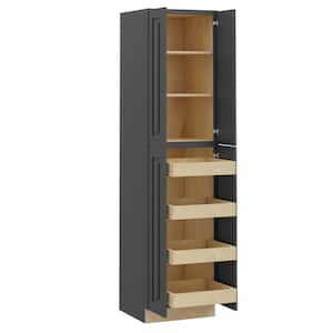Grayson Deep Onyx Painted Plywood Shaker Assembled Pantry Kitchen Cabinet 4 ROT Soft Close 24 in W x 24 in D x 96 in H