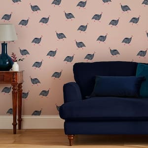 Guinea Fowl Blush Pink Matte Non Woven Removable Paste the Wall Wallpaper