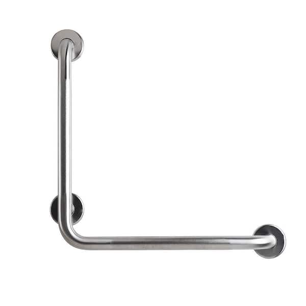 CSI Bathware 12 in. x 12 in. Right Hand Vertical Angle Grab Bar in Peened