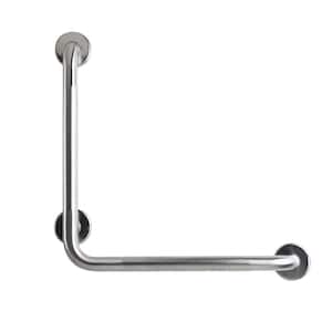 18 in. x 18 in. Right Hand Vertical Angle Grab Bar in Satin Peened
