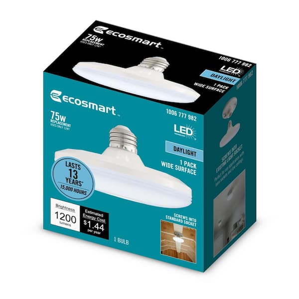 75-Watt Equivalent Wide Surface Non-Dimmable LED Light Bulb Daylight (1-Pack)