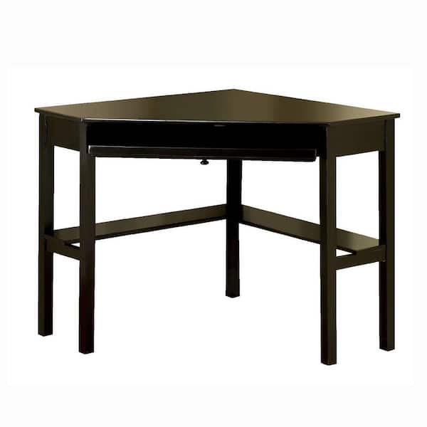 Furniture of America Autumn Walk 48 in. Black Corner Computer Desk with Keyboard Tray