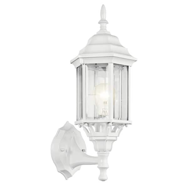 KICHLER Chesapeake 17 in. 1-Light White Outdoor Hardwired Wall Lantern Sconce with No Bulbs Included (1-Pack)