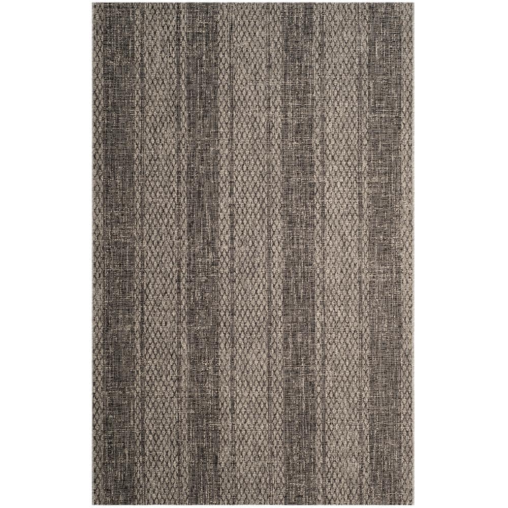 Courtyard CY8736 Power Loomed Indoor and Outdoor Area Rug - Light Grey/Black - 5'3"x7'7" - Safavieh