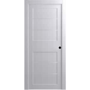 18 in. x 80 in. Liah Bianco Noble Left-Hand Solid Core Composite 4-Lite Frosted Glass Single Prehung Interior Door
