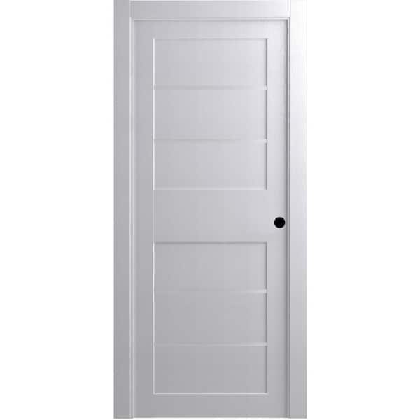 Belldinni 24 in. x 80 in. Liah Bianco Noble Left-Hand Solid Core Composite 4-Lite Frosted Glass Single Prehung Interior Door