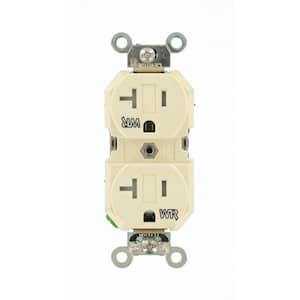 20 Amp Industrial Specification Grade Weather/Tamper Resistant Self Grounding Duplex Outlet, Ivory