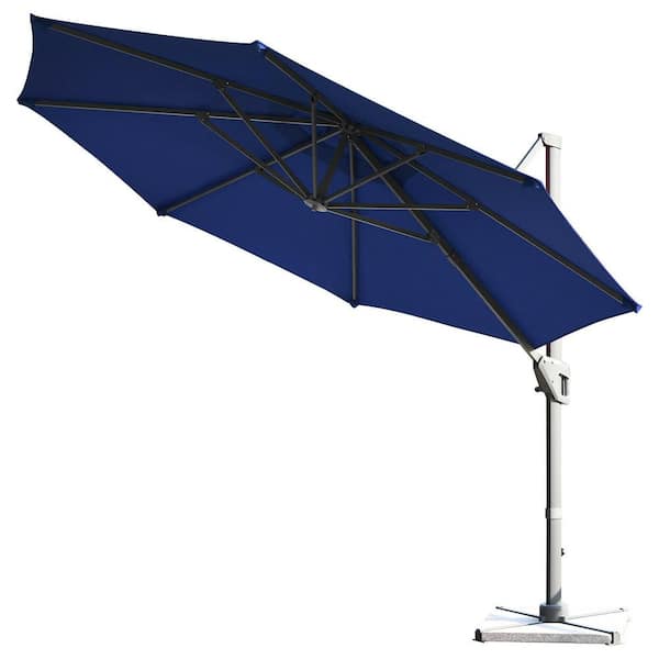 SUNRINX 11 ft. Cantilever Patio Umbrella with 360-Degree Rotation for Pool Garden and Backyard in Blue
