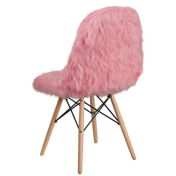 blush pink fur chair