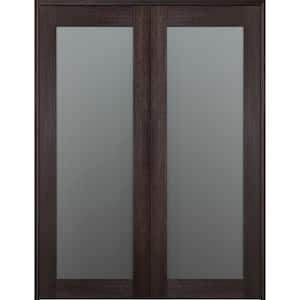 Vona 207 60 in. x 80 in. Both Active Full Lite Frosted Glass Veralinga Oak Wood Composite Double Prehung French Door