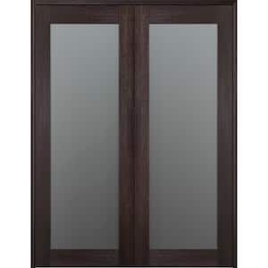 Vona 207 64 in. x 80 in. Both Active Full Lite Frosted Glass Veralinga Oak Wood Composite Double Prehung French Door