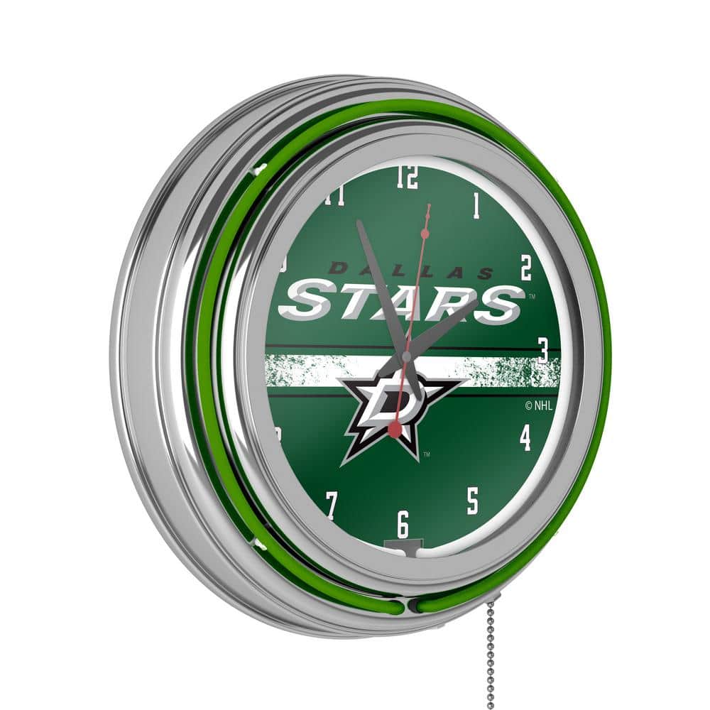 Dallas Stars Green Logo Lighted Analog Neon Clock