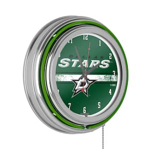 Dallas Stars Green Logo Lighted Analog Neon Clock
