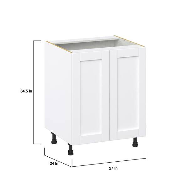 J COLLECTION Mancos Bright White Shaker Assembled Base Kitchen Cabinet with Full Height Door (27 in. W x 34.5 in. H x 24 in. D)