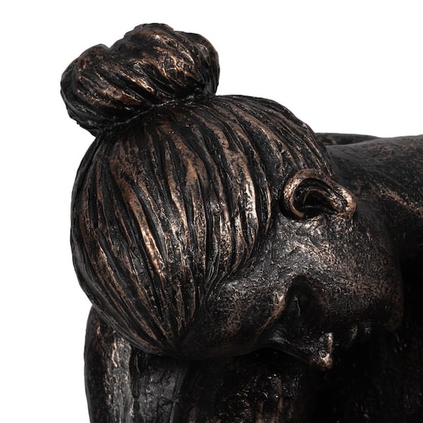 Liv & Skye Bronze 16 in. x 14 in. Resin Resting Ballerina