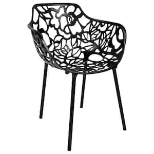 Black Devon Modern Aluminum Patio Stackable Outdoor Dining Chair