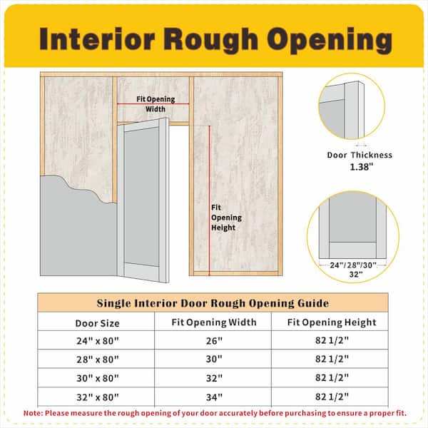 28 in. x 80 in. Solid Wood and MDF, Primed, White, 1/2 Lite, Frosted Glass Interior Door Slab With Black Goal Doorknob