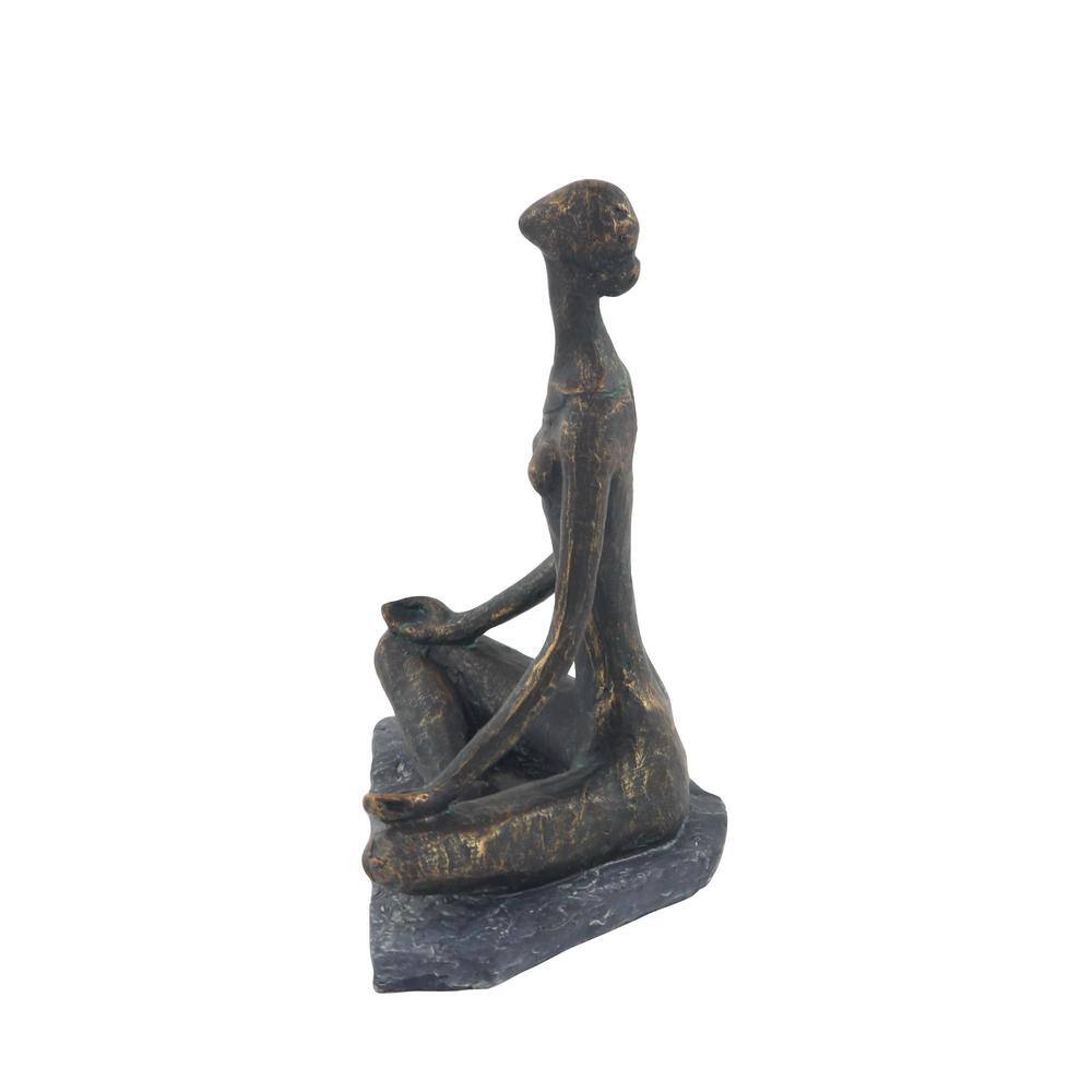11" Black Resin Weathered Industrial Yoga Sculpture