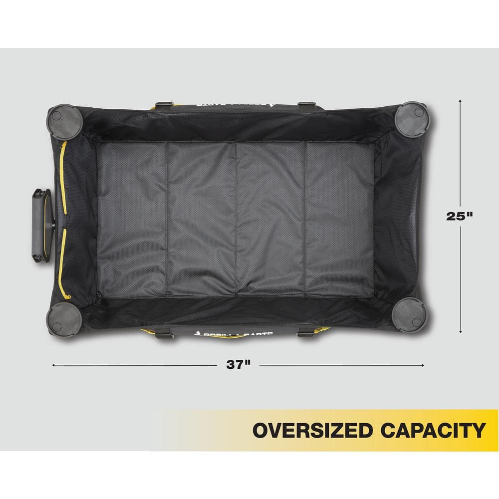 Black Steel Frame Collapsible Utility Wagon with Polyester Deck