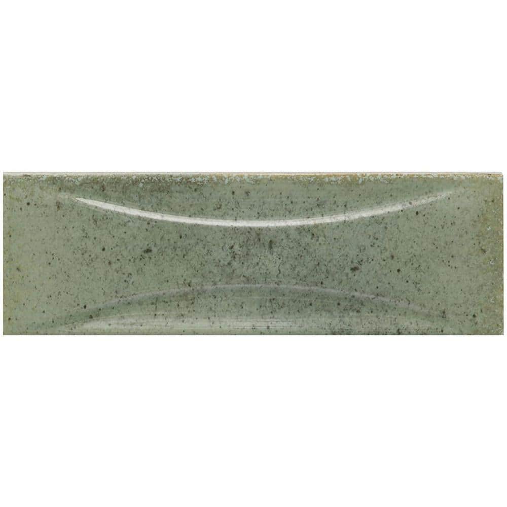 Sage Green Beveled Ceramic Subway Wall Tile