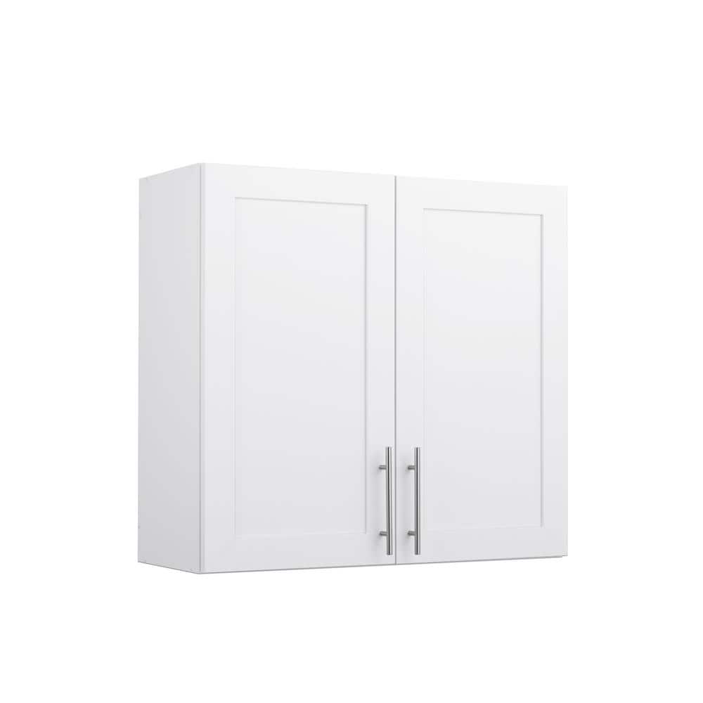 White Wall Cabinet with Adjustable Shelving and Panel Doors