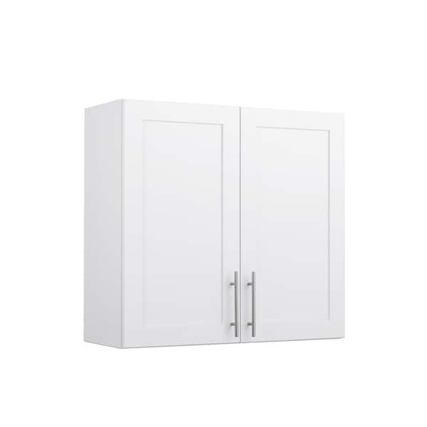 Elite 32 in. W x 30 in. H x 12.75 in. D 2-Shelf Wall Mounted Cabinet with Panel Doors in White