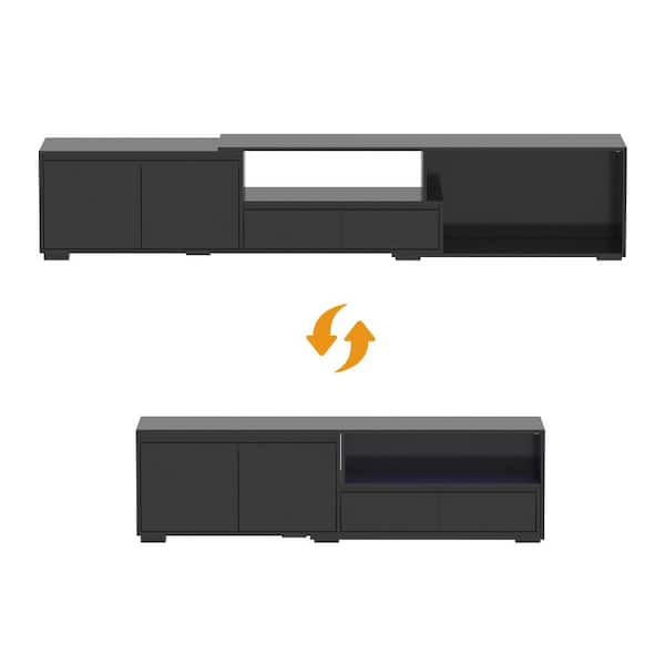 63-90.6 in. W Black TV Stand, Entertainment Centers, Fits TVs up to 50 to 95 in. Storage Cabinet