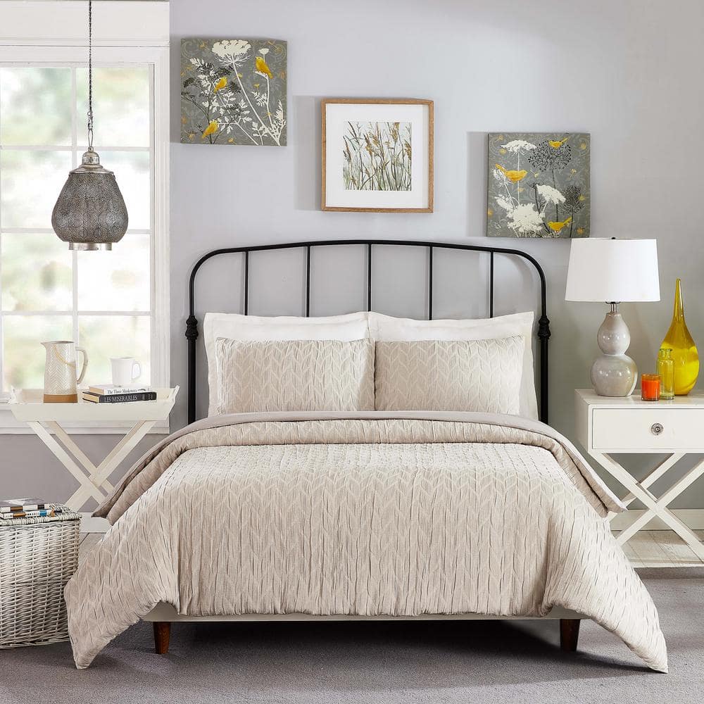 Laurel & Mayfair Emmett 3-Piece Gray Cotton Full/Queen Duvet Cover Set  A013321GYJDS - The Home Depot