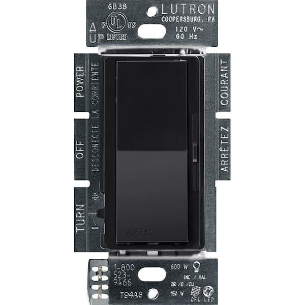 Lutron Diva LED+ Dimmer Switch for Dimmable LED and Incandescent Bulbs, 150-Watt/Single-Pole or 3-Way, Black (DVCL-153PH-BL)