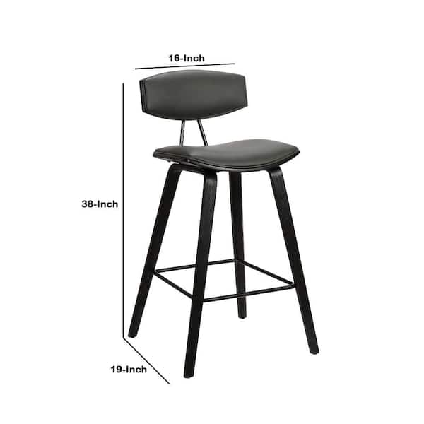 Gray Counter Height Wooden Bar Stool, 36 Inch Wooden Bar Stools