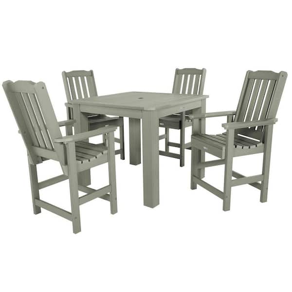 Highwood Lehigh Eucalyptus 5-Piece Plastic Outdoor Counter Height Dining Set in Eucalyptus (Set of 4)