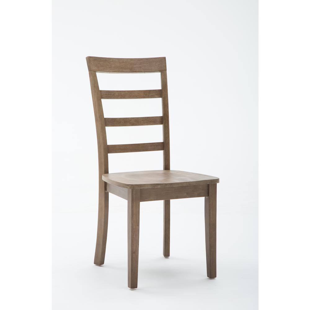 Barnwood Wire-Brush Compact 5-Piece Dining Set with Ladderback Chairs