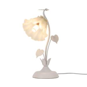 17.71 in. White Modern Plug-In Flower Shaped Table Lamp with Acrylic Shade for Bedside Study, No Bulbs Included