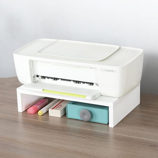 White 14 in. x 3.8 in. Wood Minimalism Desk Organizer Stand