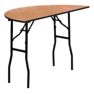 24 in. Natural Wood Tabletop Metal Frame Folding Table