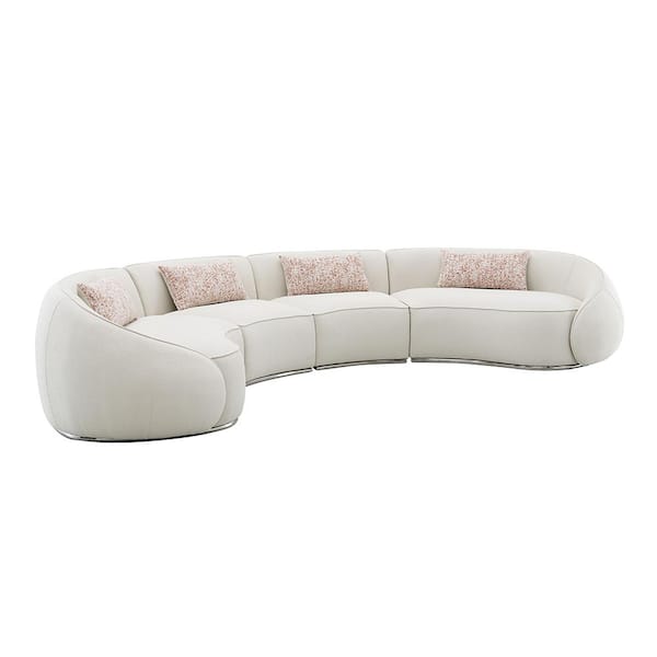 Sahara 43 in. Slope Arm Fabric Curved No Additional Features Sofa in. Beige