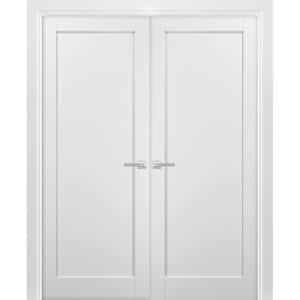 4111 48 in. x 80 in. Single Panel White Finished Pine Wood Sliding Door with Hardware