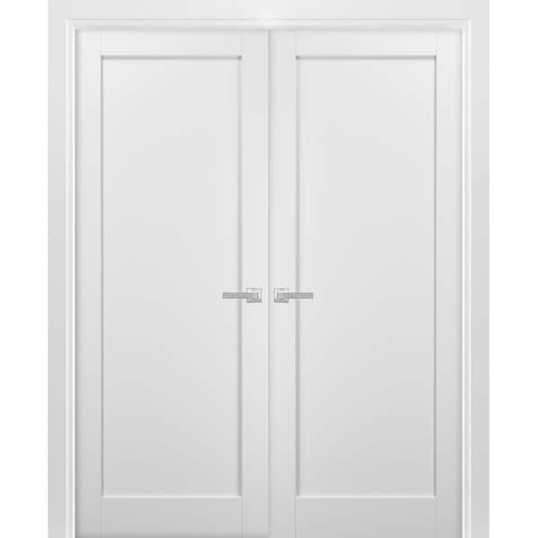 Sartodoors 4111 60 in. x 84 in. Single Panel White Finished Pine Wood Interior Door Slab with Hardware