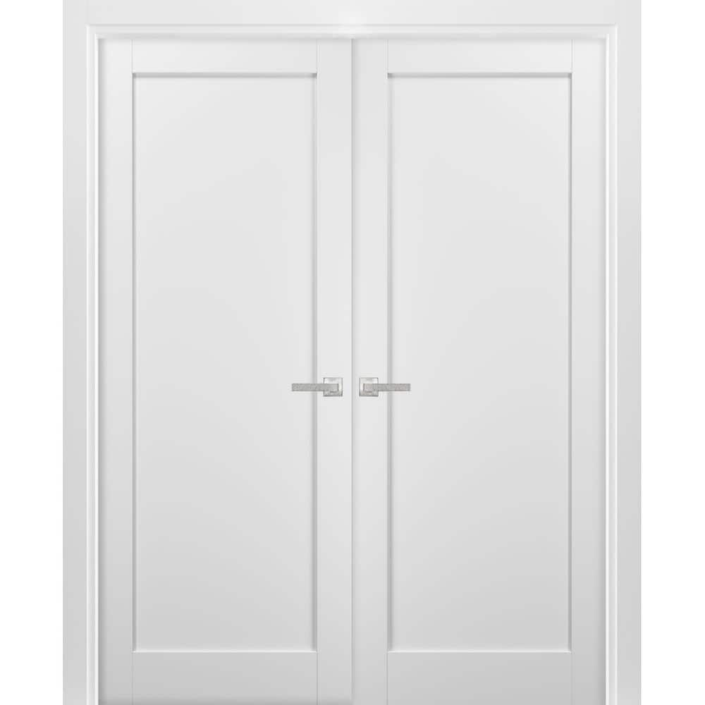 Sartodoors 60 in. x 96 in. Single Panel White Finished Pine Wood ...