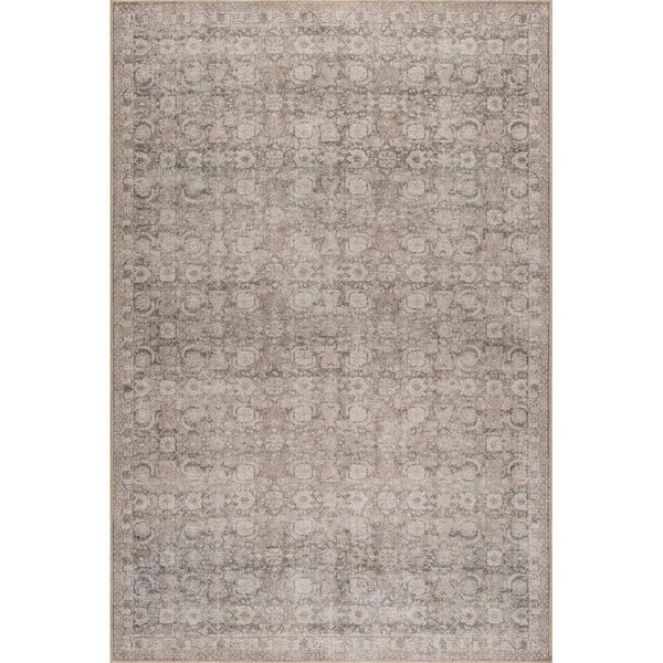 Hillstone Collection Traditional Vintage Medallion Delphi Dark Beige 9 ft. x 12 ft. Area Rug