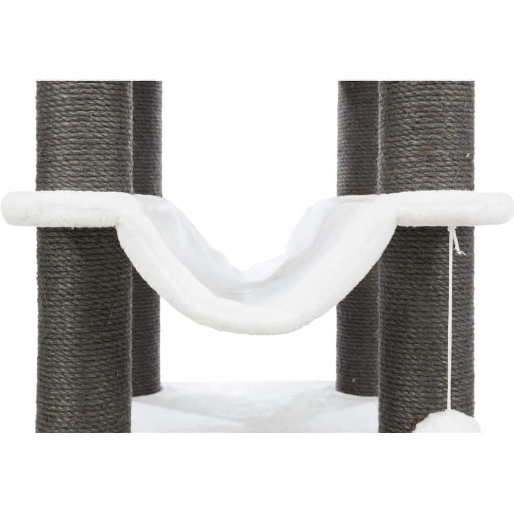Gray and White Sisal Plush 3-Level Cat Tree with Condo