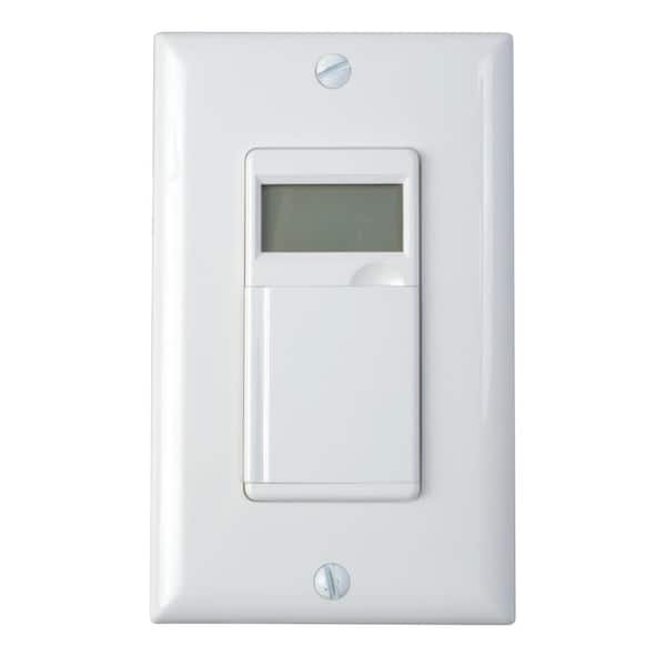 Woods 6.4 Amp 7-Day In-Wall Programmable Indoor Digital Timer Switch with No Neutral Wire, White