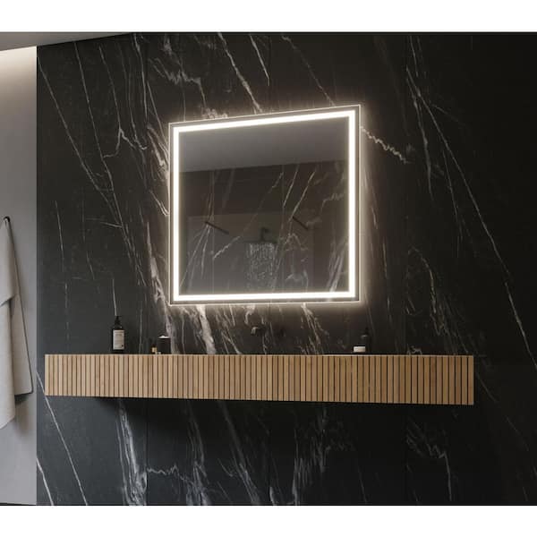 Unbranded Harmony 36 in. W x 36 in. H Square Frameless Wall Mounted Bathroom Vanity Mirror 3000K LED