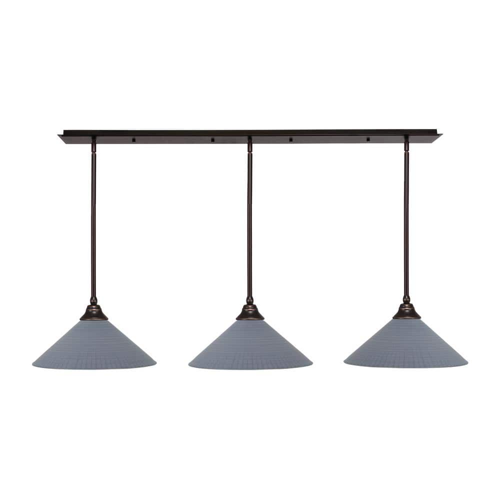 Livingston 100-Watt 3-Light Dark Granite Chandelier with 16 in. Gray Matrix
