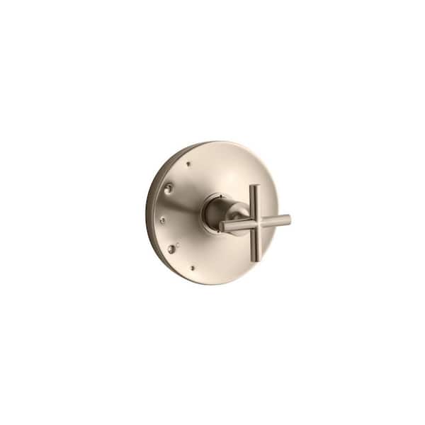 KOHLER Purist 1-Handle Tub and Shower Faucet Trim Kit with Cross Handle in Vibrant Brushed Bronze (Valve Not Included)