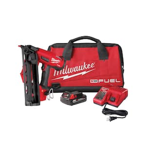 M18 FUEL 18-Volt Lithium-Ion Brushless Cordless Gen II 16-Gauge Angled Finish Nailer Kit with 2.0Ah Battery and Charger
