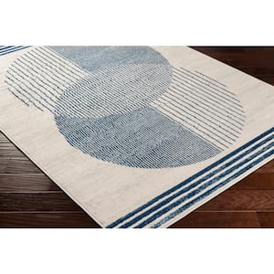 Floransa Navy 3 ft. x 7 ft. Indoor Geometric Runner Rug