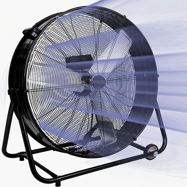 Atemomen 30 in. 3-Speeds Drum Fan in Black with 1/3HP Motor for Commercial/Industrial Use